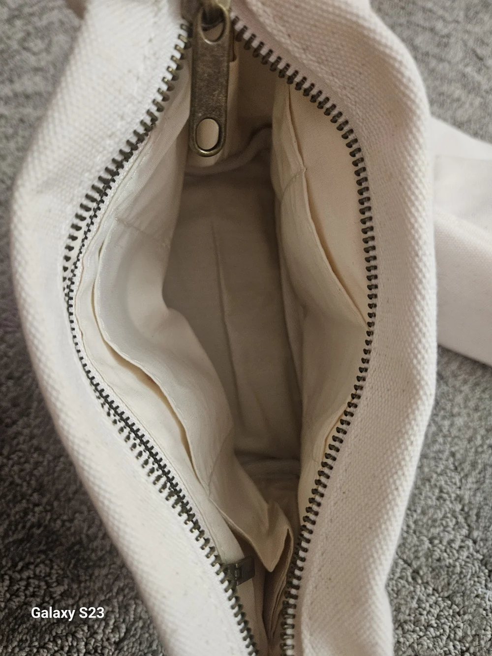 2 Canvas Inner Bag Zipper Clutch Bag Multifunctional Cosmetic Bag, Beige
